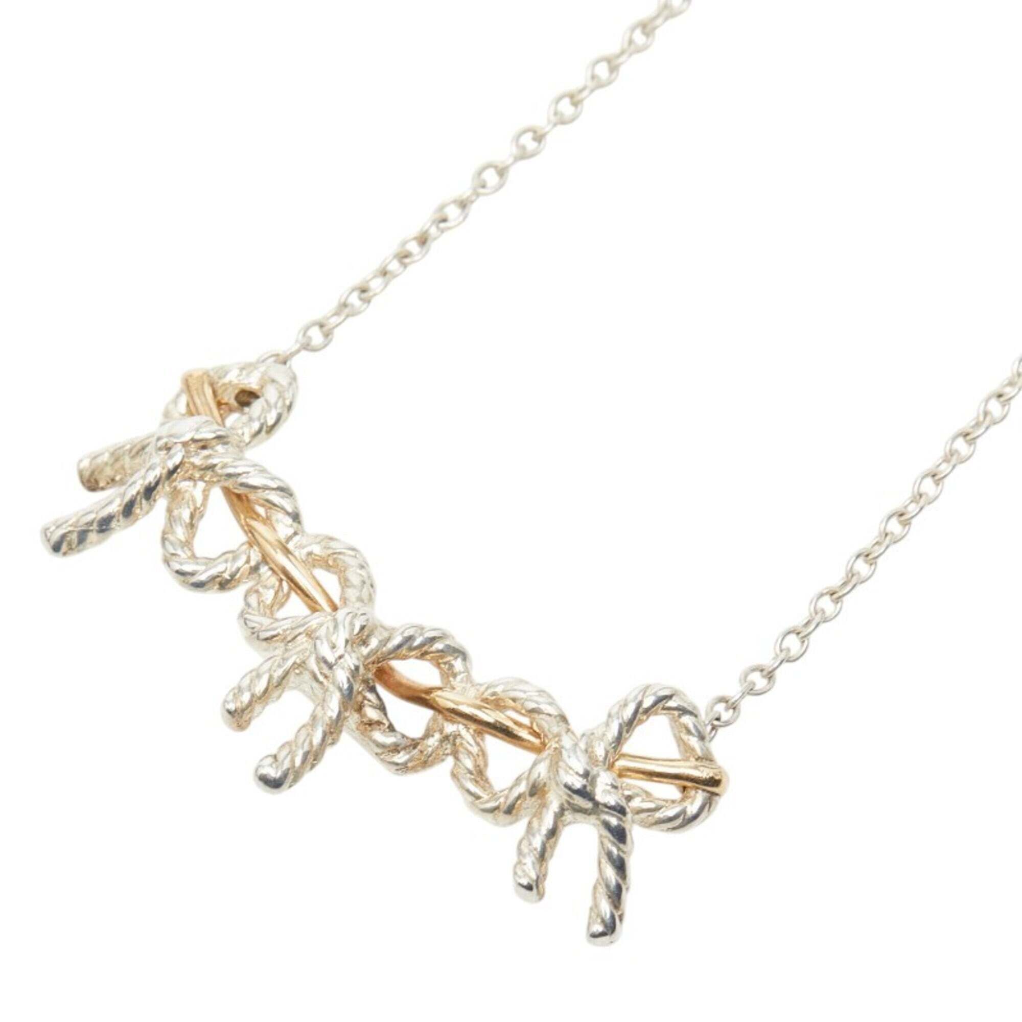 Tiffany & Co. Triple Ribbon Necklace, Silver And Gold Combination (Sv925), Wo...